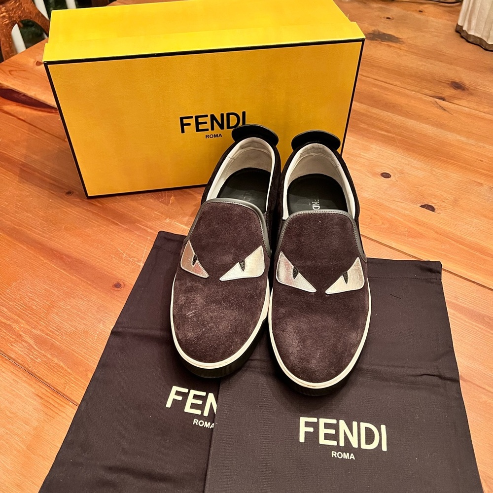 Mens Fendi Black/Grey/Silver Slip On Sneaker Size 8